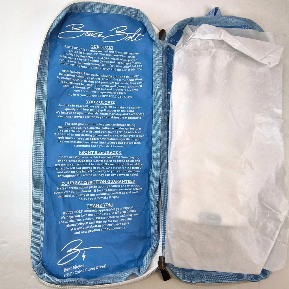 Bruce Bolt Bryan‎ Bros Golf Gloves 2 Pack Baby Blue Women’s Small Cabretta NWT - Picture 6 of 7